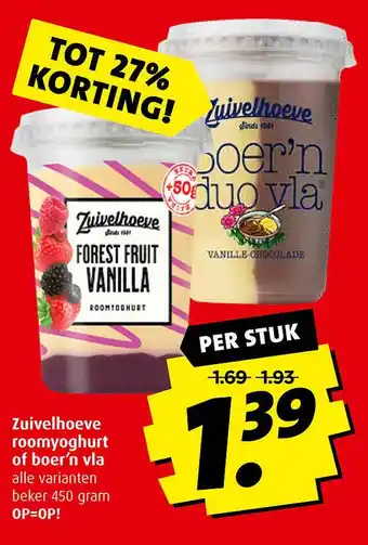 Boni Zuivelhoeve roomyoghurt of boer'n vla aanbieding