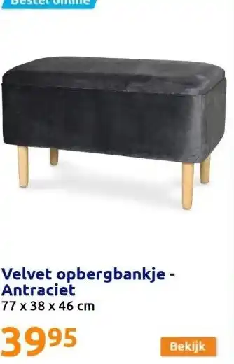 Action Velvet opbergbankje - antraciet aanbieding
