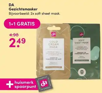 DA DA Gezichtsmasker 1+1 aanbieding