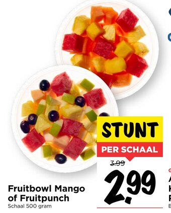 Vomar Voordeelmarkt Fruitbowl mango of fruitpunch 500g aanbieding