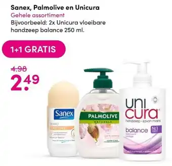 DA Sanex, Palmolive en Unicura 1+1 aanbieding