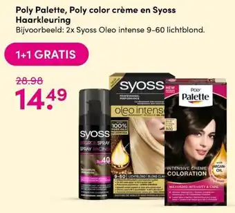 DA Poly Color creme, Poly Palette en Syoss Haarkleuring 1+1 aanbieding