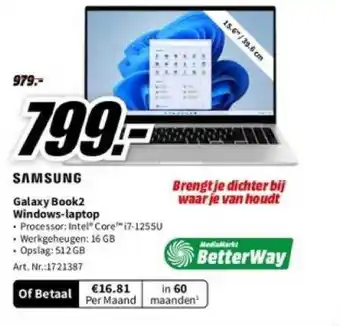 MediaMarkt Samsung galaxy book2 windows-laptop aanbieding