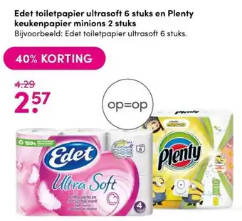 DA Edet toiletpapier Ultra Soft 6 rollen of Plenty keukenpapier Minions 2 rollen aanbieding