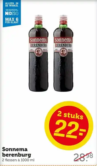 Coop Sonnema berenburg 2 flessen a 1000 ml aanbieding