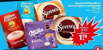 Trekpleister Senseo koffiepads en Douwe Egberts oploskoffie 8/10st aanbieding