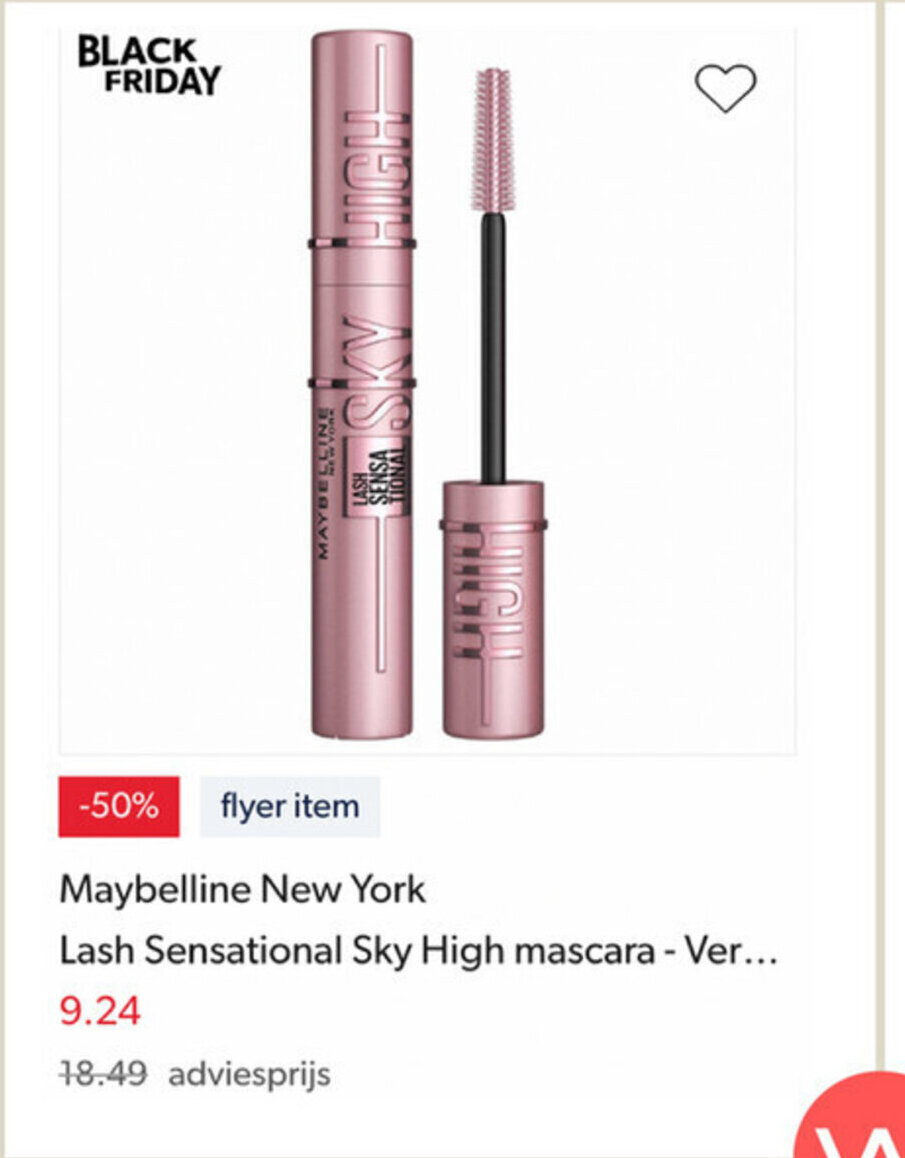Maybelline New York Lash Sensational Sky High mascara aanbieding bij Wehkamp