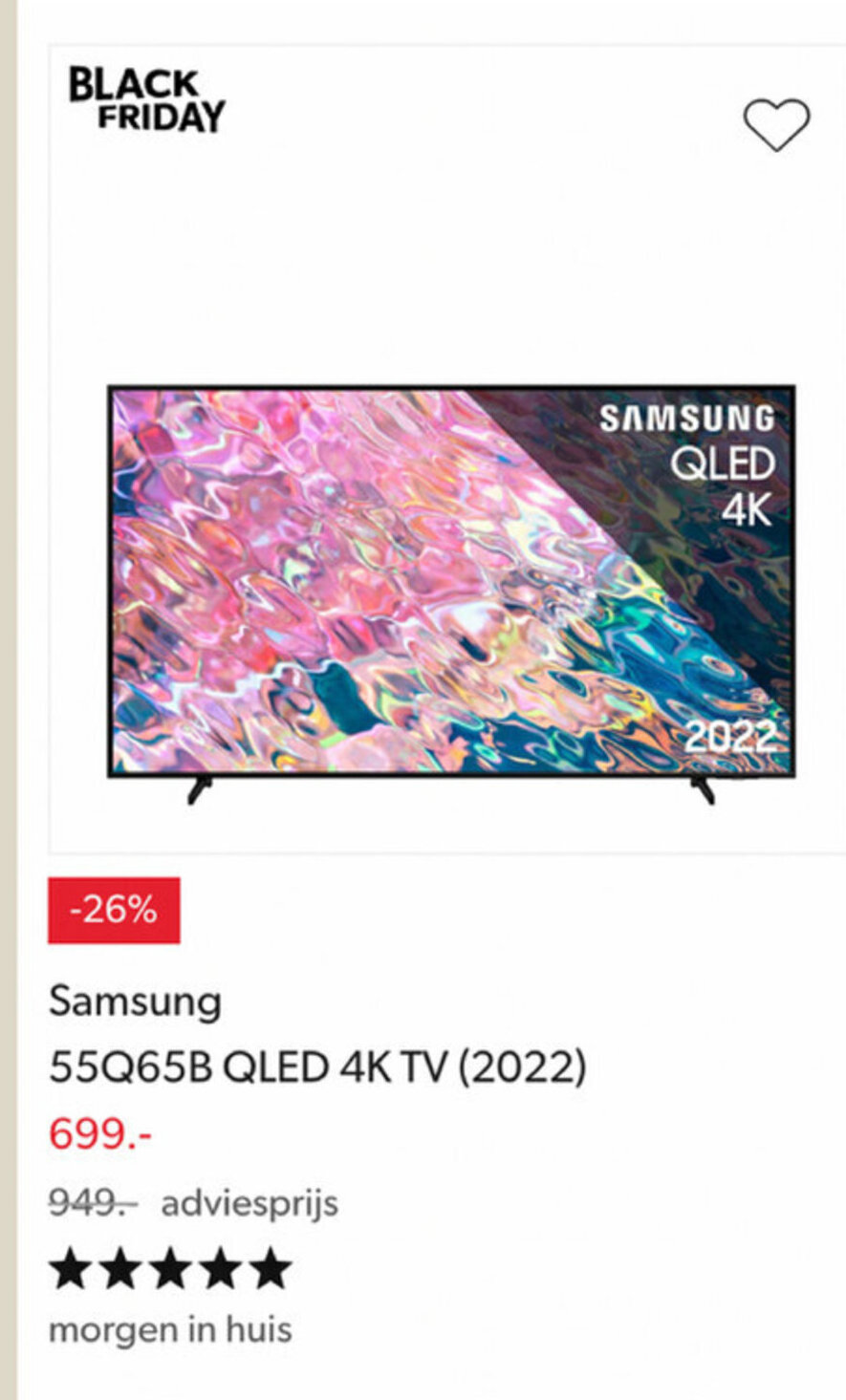Samsung 55Q65B QLED 4K TV (2022) aanbieding bij Wehkamp