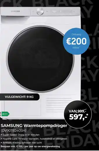 EP Beerepoot Samsung warmtepompdroger (dv90t8240sh) aanbieding