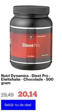 Bol.com Nutri dynamics - dieet pro - eiwitshake - chocolade - 500 gram aanbieding