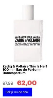 Bol.com Zadig & voltaire this is her! 100 ml - eau de parfum - damesparfum aanbieding