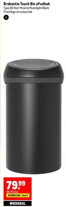 Makro Brabantia touch bin afvalbak aanbieding