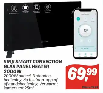 Dekamarkt Sinji smart convection glas panel heater 2000W aanbieding