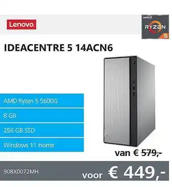 Informatique Lenovo ideacentre 5 14acn6 desktop aanbieding