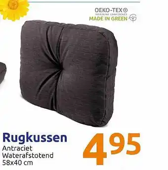 Action Rugkussen Antraciet Waterafstotend 58x40 Cm aanbieding