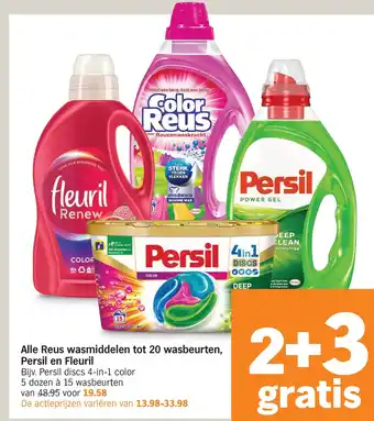 Albert Heijn Alle reus persil en fleuril wasmiddelen tot 20 wasbeurten, aanbieding