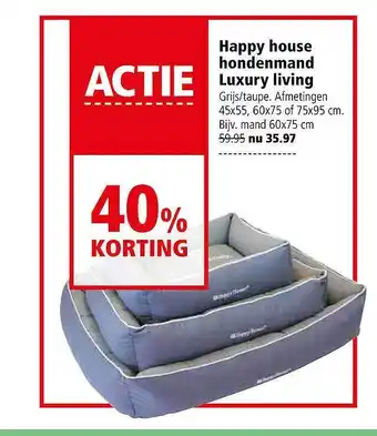 Welkoop Happy House Hondenmand Luxury Living 40% Korting 60x75 cm aanbieding