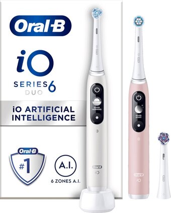 Bol.com Oral-b io 6 - elektrische tandenborstels - wit en roze aanbieding