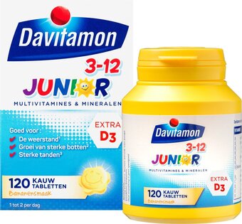 Bol.com Davitamon junior 3+ kauwvitamines - multivitamine kinderen - banaan - 120 stuks aanbieding