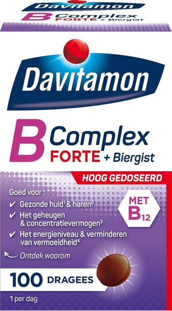 Bol.com Davitamon vitamine b-complex forte met biergist en vitamine b12 - 100 tabletten aanbieding