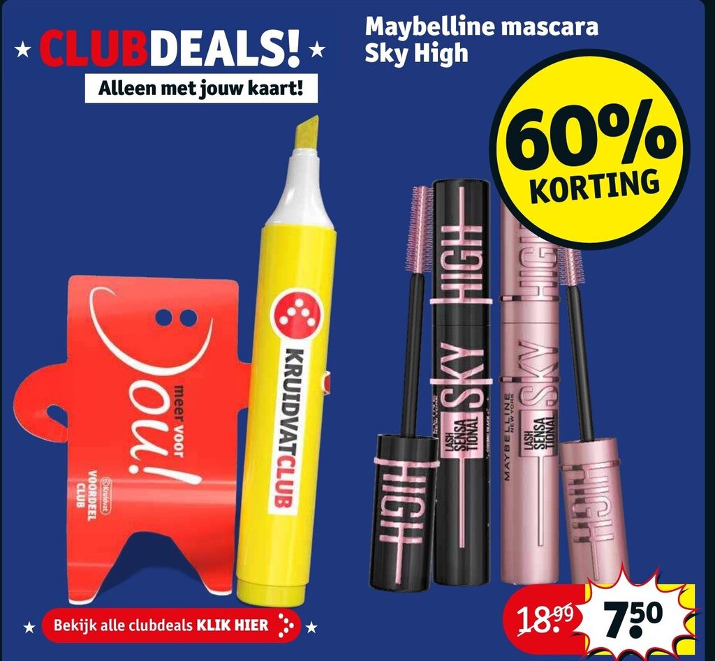 Maybelline mascara Sky High aanbieding bij Kruidvat