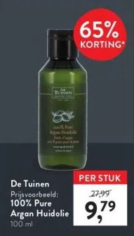 Holland & Barrett 100% pure argan huidolie aanbieding