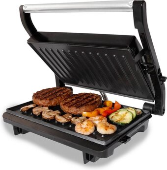 Bol.com Tomado tgc2001s - kleine contactgrill - zwart/rvs - 750 watt aanbieding