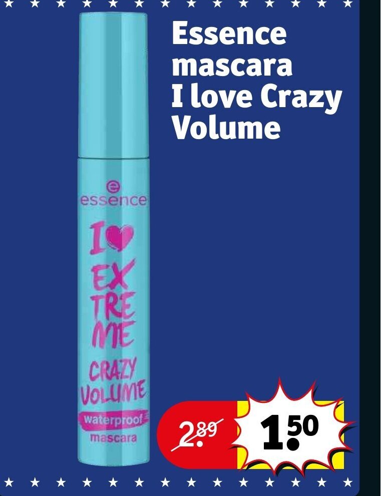 Essence mascara I love Crazy Volume aanbieding bij Kruidvat