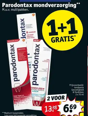 Kruidvat Parodontax mondverzorging 1+1 gratis aanbieding