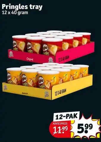 Kruidvat Pringles tray 12 x 40 gram 12-pak aanbieding