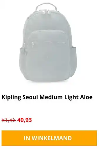 thebagstore.nl Kipling Seoul Medium Light Aloe aanbieding