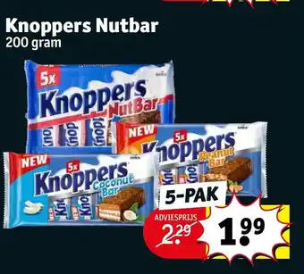 Kruidvat Knoppers Nutbar 200 gram 5-pak aanbieding