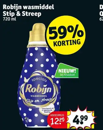 Kruidvat Robijn wasmiddel Stip & Streep 720ml aanbieding