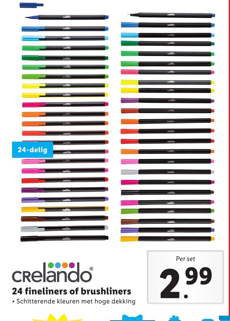24 fineliners of brushliners aanbieding bij Lidl