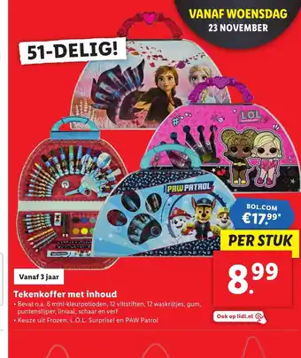 Lidl Tekenkoffer met inhoud 51-delig aanbieding