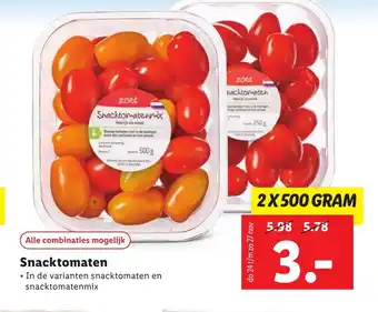 Lidl Snacktomaten 2 x 500 gram aanbieding