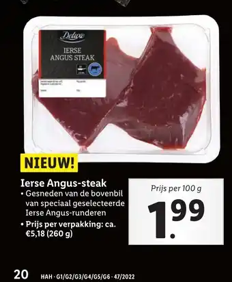 Lidl Ierse Angus-steak 100 gram aanbieding