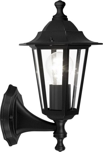 Bol.com Eglo laterna 4 wandlamp - voor buiten - 1 lichts - zwart - helder aanbieding