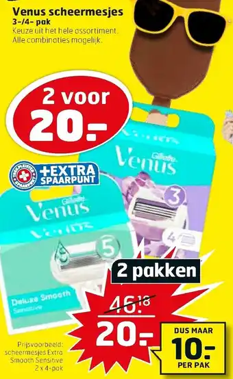 Trekpleister Venus scheermesjes 2*3-/4-pack aanbieding