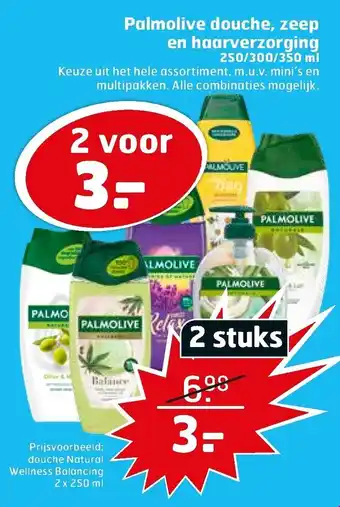 Trekpleister Palmolive douche, zeep en haarverzorging 2*250/300/350ml aanbieding