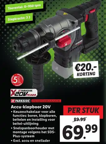 Lidl Parkside Accu-klopboor 20V aanbieding