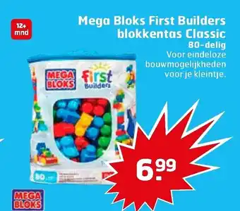 Trekpleister Mega Bloks First Builders blokkentas Classic 80-delig aanbieding