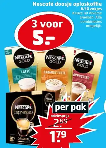 Trekpleister Nescafe doosje oploskoffie 8/10st aanbieding