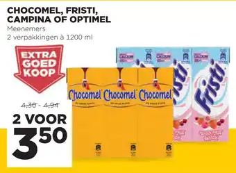 Jumbo CHOCOMEL, FRISTI, CAMPINA OF OPTIMEL 1200 ml aanbieding