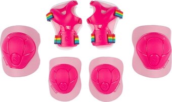 Bol.com Nijdam skate beschermset - pink rainbows - roze/wit - m aanbieding