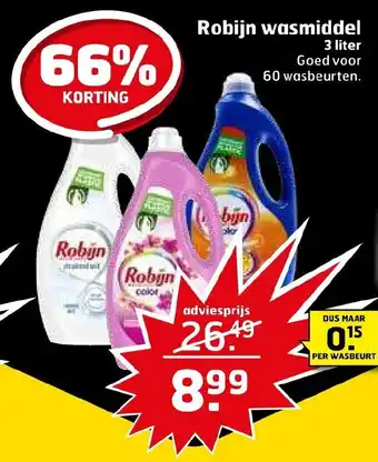 Trekpleister Robijn wasmiddel 3 liter aanbieding