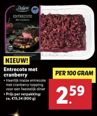 Lidl Entrecote met cranberry aanbieding