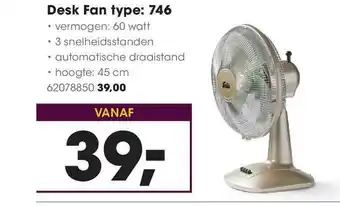 HANOS Desk Fan Type: 746 aanbieding