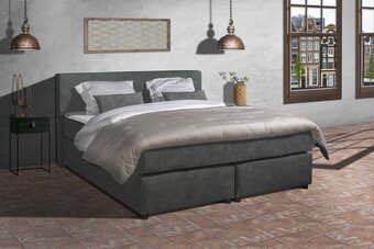 Bol.com Anno 1588 - boxspring amsterdam - pocketvering - antraciet - 90x200 cm - inclusief dekbed en kussen aanbieding