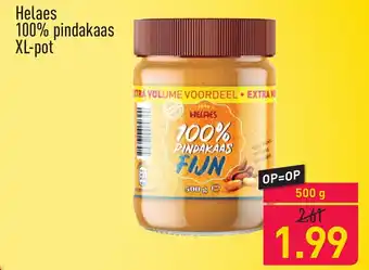 ALDI Helaes 100% pindakaas 500g aanbieding